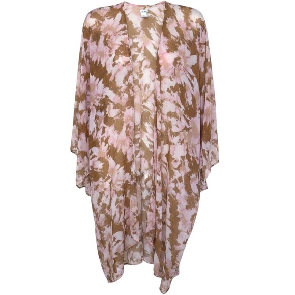 aerie Other - Aerie Womens Pink Brown Tie Dye Kimono Wrap Swim Cover Up One Size O/S